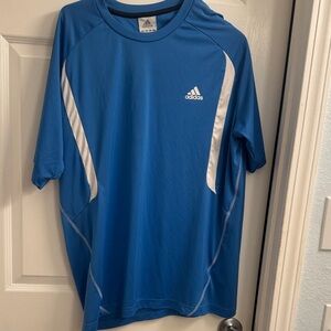Adidas Men's Blue and White Short Sleeve Tee